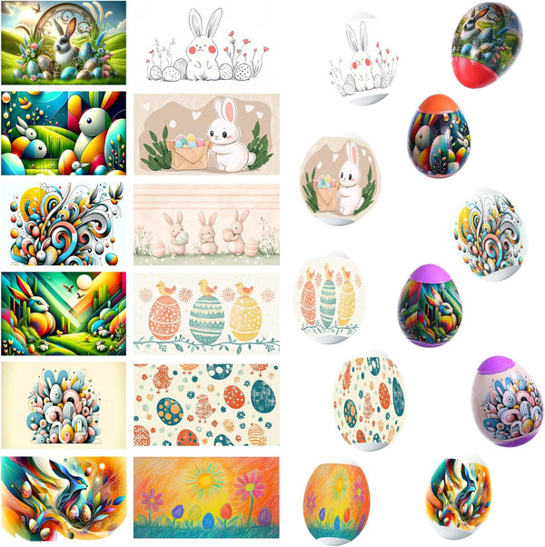 Dcurix 48 Pieces Thermo Heat Sleeves Easter Eggs Wraps Decorative Egg Easter Bunny