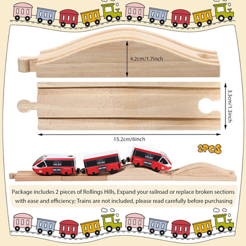 2 Liliful Pcs Wooden Train Track Accessories Expansion Wood Train Track Pieces Compatible with Most Toy Railroads