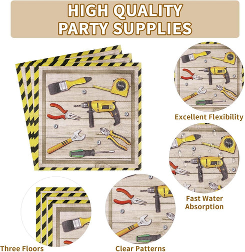 96 350GSM Set 24 Grencian PCS Handyman Tools Party Supplies Handyman Tools Party Plates Disposable Handyman Tools