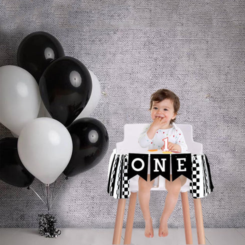 SULICRE 1st Checkered High Chair Banner First Birthday Boy, Race Car BD Decoration, Fast One Theme HighChair Banner