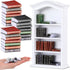 Poen 27 Pcs 1:12 Scale Miniatures Dollhouse Books with Wooden Bookcase Dollhouse Decoration Accessories