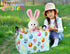 Large Personalized Easter Baskets for Kids Teen Boys - Empty Fabric Egg Hunting Baskets for Baby Girl (Blue Creative