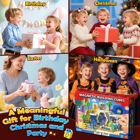 150 4-8, Set 3-12 PCS Magnetic Blocks: Magnet Building Toys for Kids Ages STEM Sensory Building Cubes for Toddlers