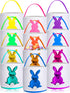 Jexine 12 Pcs Easter Bunny Basket Bags Bulk for Kids Gift Bucket