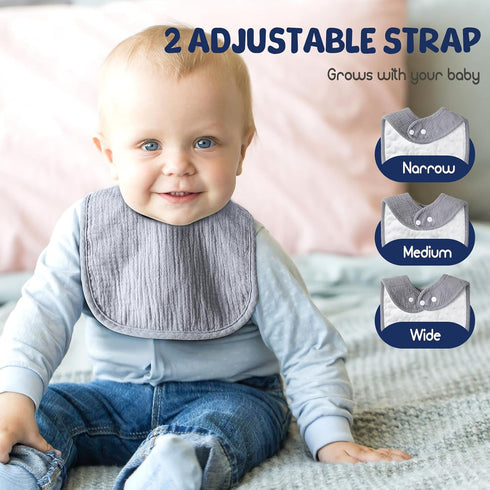 Muslin Baby Bibs for Unisex Boys Girls, Soft Cotton Baby Drool Bibs, Drooling and Teething Bibs for Infant, Newborn