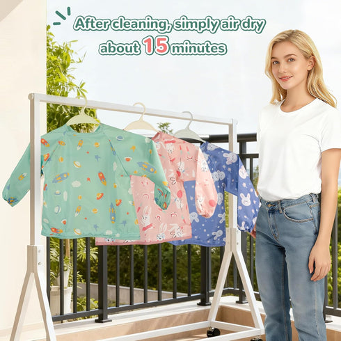 RICHER HOUSE Food Catcher for for Stokke Tripp Trapp High Chair, Coverall Baby Feeding Bib, Long Sleeves Eating Bib