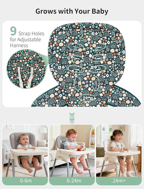 Sprouterie 3-5 Baby High Chair Cover, Machine Washable High Chair Cushion Pad, Waterproof & Soft, Fits Point Harness