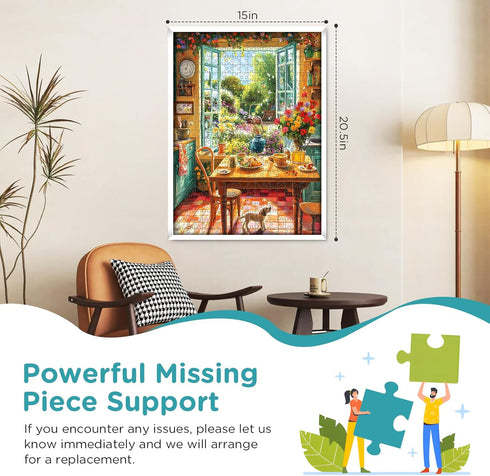 WSCXSC 500 Cozy 20.5x 15 Piece Puzzle for Adults, Kitchen and Garden View Jigsaw Puzzle, Colorful Puzzles with Flowers