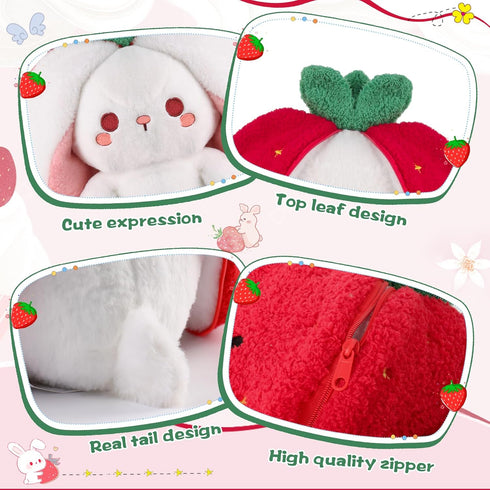 13.7inch MIAODAM Strawberry Bunny Plush Toy-Soft Huggable Stuffed Animal for Kids & Collectors, Birthday Present