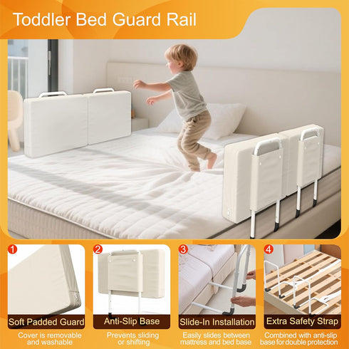 goodleben (1 Pack) Bed Rail for Toddlers, Adjustable Baby Bed Rail Guard for Twin and Full Size Beds, Bed Safety Rails
