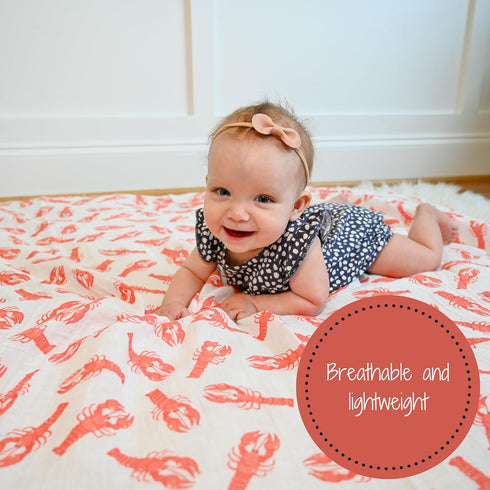 100% 47 47 Inches LollyBanks Muslin Swaddle Blankets for Boys and Girls, Cotton Baby Blanket, Large x Breathable