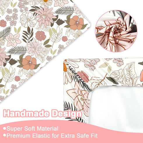 4-Piece Set Set Crib Bedding for Girls, Pink Baby Girl Bedding with Super Soft Crib Skirt, Reversible Baby Quilt, Crib
