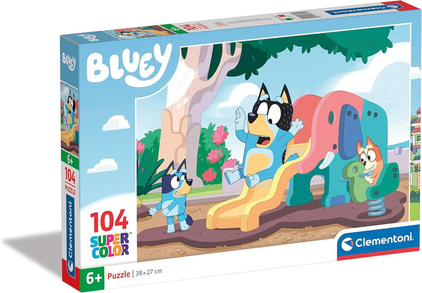 Clementoni 27171 Bluey Supercolor Jigsaw Puzzle, 104 Pieces for Kids Age 6, Made in Italy, Multi-Coloured