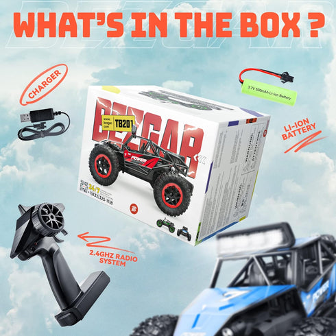 BEZGAR TB201 1:20 Scale RC Cars, High Speed Electric Toy Off Road Vehicle Monster Truck with LED Headlight for 8-12