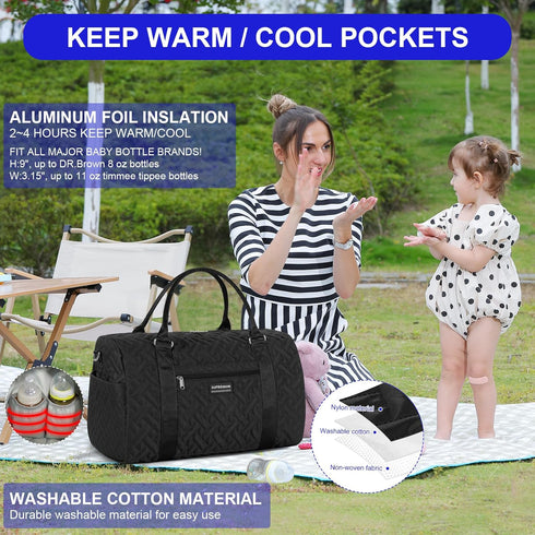 Mommy 2 Diaper Bag Tote: Bag, Baby Bag for Boy and Girl, Mom Hospital Bag, Twins or Kids Diapers Bag