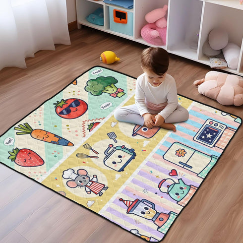 GuoChe 50'' 50'' Food Freshness Cartoon Character Pattern Soft Thick Baby Play Mat for Indoor Outdoor Comfortable