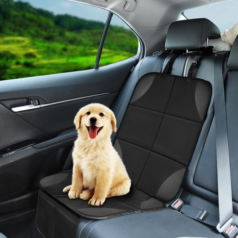Musclez 600D 2 (Black-1pcs) Car Seat Protectors, Car Seat Covers Waterproof Fabric, Non-Slip Backing & Mesh Pockets