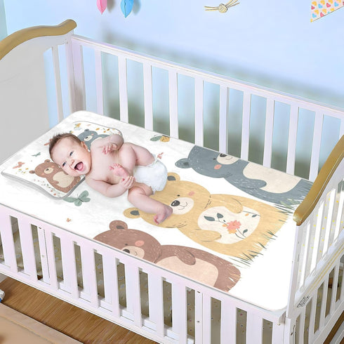 SyXIOP 28" 52" Chic Bears Brown Cooling Baby Crib Mattress x Breathable Crib Padding for Kids, Adult