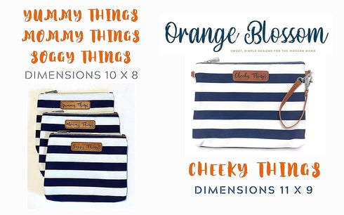 Orange Blossom Diaper Bags Set 4 Stylish Diaper Bag Organizing Pouches - XL of Navy and White Striped Canvas Diaper Bag