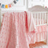 Set 3pc Set Pink Crib Bedding Tufted Dots Jacquard Baby Girls Comforter with Fitted Sheet and Bed Skirt - Cute