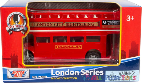 London Double Decker Bus Open Top - Red Motormax 76008 - 4.75" Diecast Model Toy Car