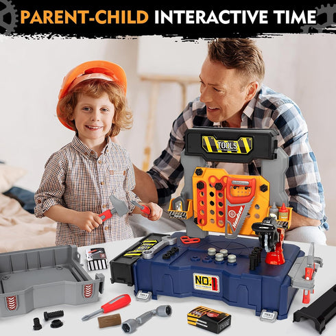 Set 3-5,Kids Set,Multifunctional Toolbox,Boy 3 4 5 Kids Tool Bench with Electric Drill and Chair,Construction Workbench