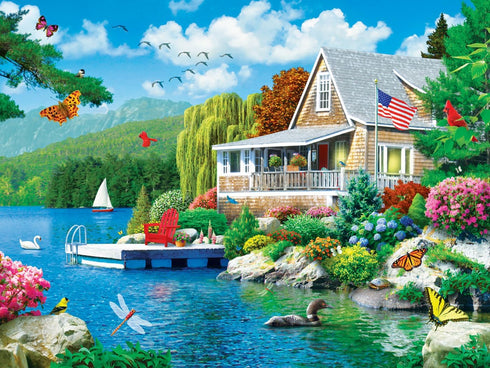 Masterpieces 300 Piece EZ Grip Jigsaw Puzzle - Lakeside Memories - 18"x24"
