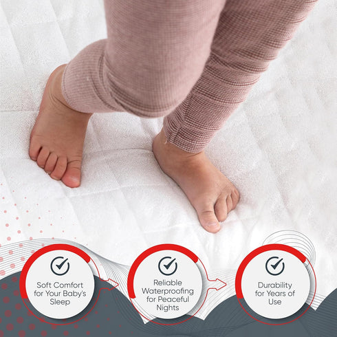 Cozy Masirs Crib Mattress Protector Cover - Comfortable, Breathable and Waterproof Material. Keep The Crib Mattress
