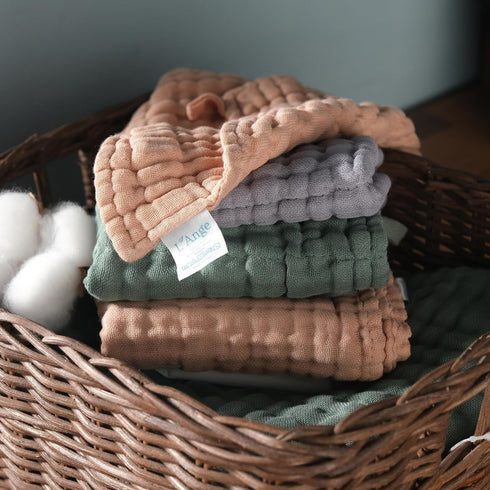 Set 3 Pack 9 100% Packaging 9x9 L'Ange Baby Washcloths and Burp Cloths - of Layer Cotton Muslin for Sensitive Skin