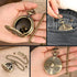 Mini DND Dice Set: 7pcs Polyhedral Metal Dice with Bronze Steampunk Gear Pocket Watch Case