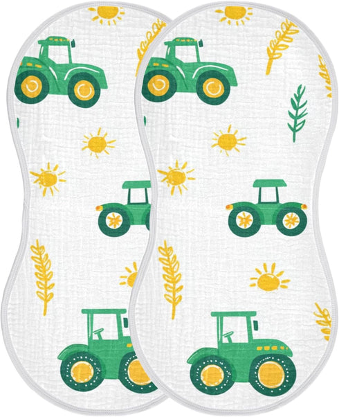 Mazeann Fall Farm Tractor Burp Cloths Baby Boys Girls Absorbent Soft Cotton Burping