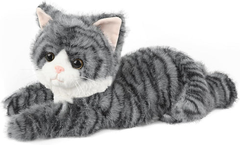 Gray Tabby Cat Stuffed Animals, Microwavable Stuffed Animal Adorable Fluffy Cat Plush