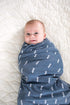 Navy and White Triangles Large Baby Swaddle Blanket by Copper Pearl