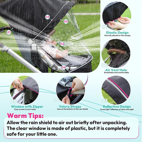 V2/Vista V3/Cruz/Cruz V2 Performance Rain Shield, Rain Cover Fits for UPPAbaby Vista/Vista Stroller, Protect from