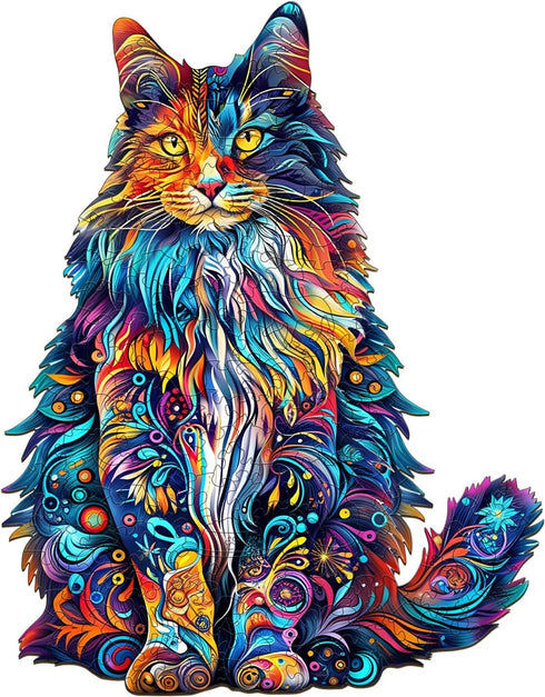 Wooden Puzzles for Adults: Cat Puzzles, 220 Pieces Fun Kitten Shaped Wood Puzzles - Christmas Halloween Gifts