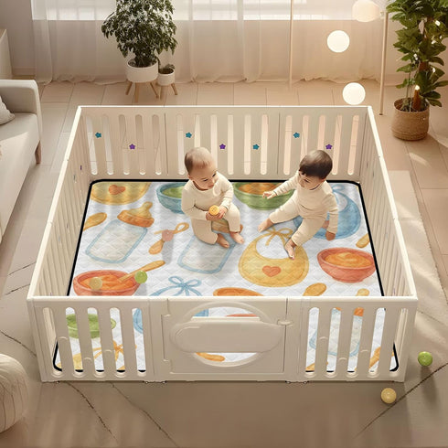 Caihoyu 50'' 50'' Baby Food Items Pattern - Watercolor Style Cute Foldable Baby Activity Play Mat for Indoor Outdoor