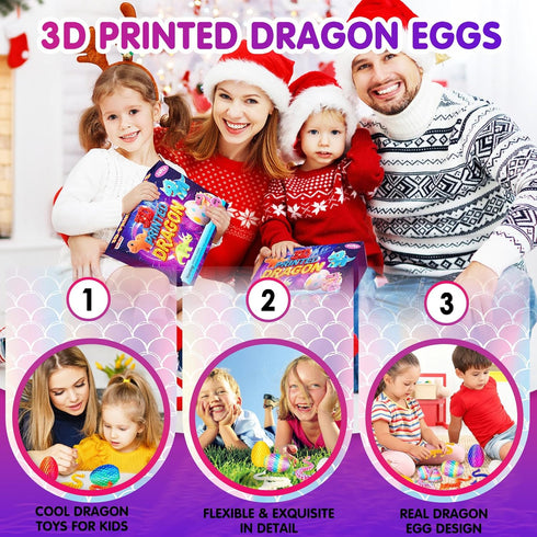 Apear1 24PCS 3D Printed Dragon Eggs with Dragon Inside, Mini Animals Party Favors for Kids, Flexible Articulated