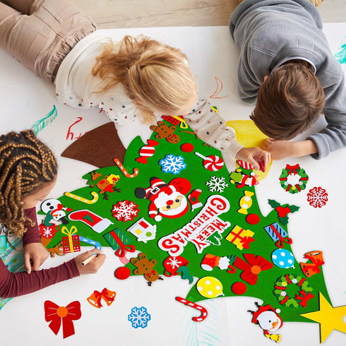 Max Fun DIY Felt Christmas Tree Set, 3.2Ft with 41 Ornaments for Kids Toddlers Home Wall Hanging Christmas Craft Kits
