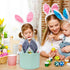 Easter Bunny Basket Seersucker Egg Bags for Kids, Personalized Candy Rabbit Print Buckets with Fluffy Tail