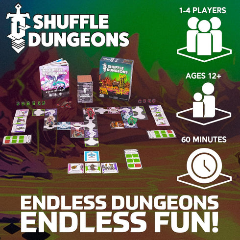 14 Shuffle Dungeons Board Game Solo and Co-op Dungeon Crawler for Players