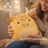 Highland Cow Plush Toy - Soft and Cuddly Plush Pillow - Spotted Highland Cow Perfect for Kids and Collectors (Light