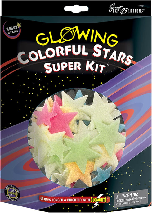 Great Explorations: Colorful Stars Super Kit, Glow In The Dark Ceiling Stars, 150 Pieces