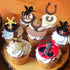 30 PCS Cowboy Cupcake Toppers, Glitter HorseShoe Cowboy Hats & Boots Picks for Western Theme Baby Shower Party