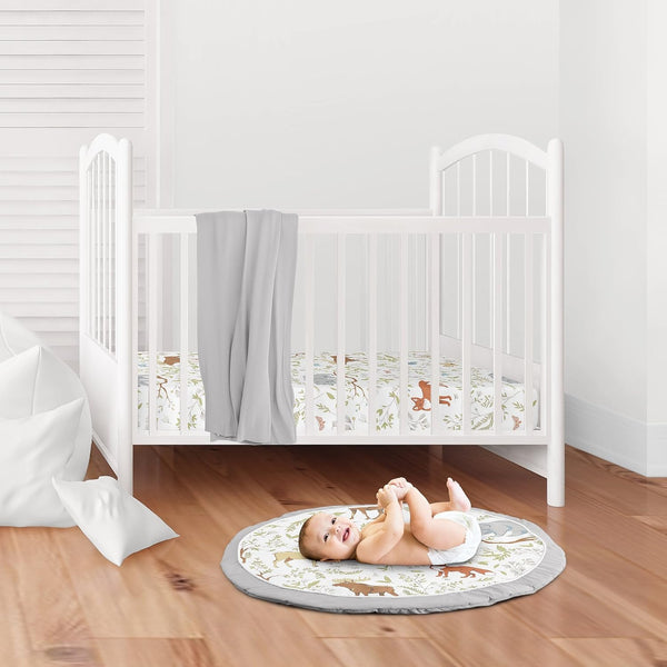 Tummy Sweet Jojo Designs Grey, Green and Brown Playmat Time Baby and Infant Play Mat for Woodland Animal Toile