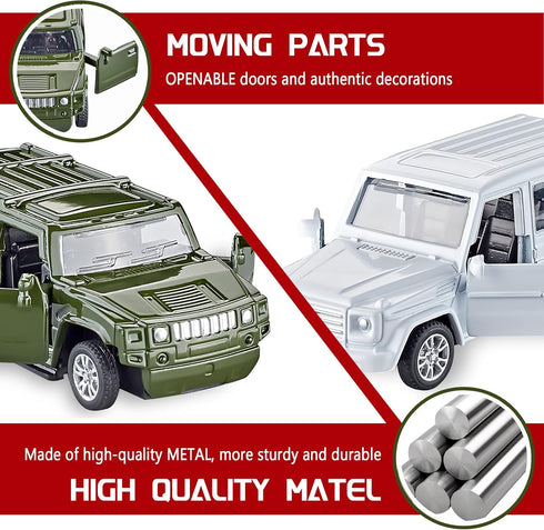 Die Cast Metal Toy Cars Set of 5 - Openable Doors Pull Back Car Gift Pack for Kids
