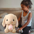 HOUPU 12.5 Inch Soft Toy - Sitting Lop Eared Rabbit with Carrot, Realistic Pink Plush Bunny