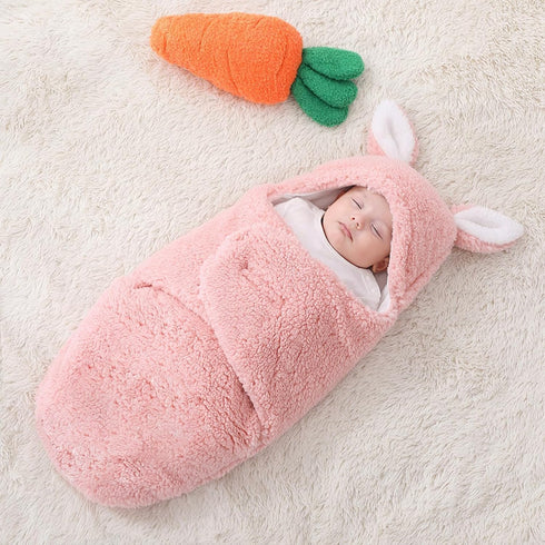 Yoolhamy 0-3 3-6 Baby Swaddle Blanket Newborn Receiving Blanket with Cute Rabbit Ears Soft Plush Wrap Outerwear
