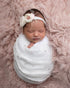 Set 1) Newborn Baby Photography Props Newborn Premiee Photo Wrap Blanket for Girl Pearl Decor Wrap with Headband (White