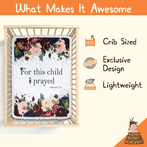 '-43x33 Dear Baby Gear Reversible Baby Blankets - Soft Nursery Blanket for Newborn - Toddler Blankey - Throw Blanket