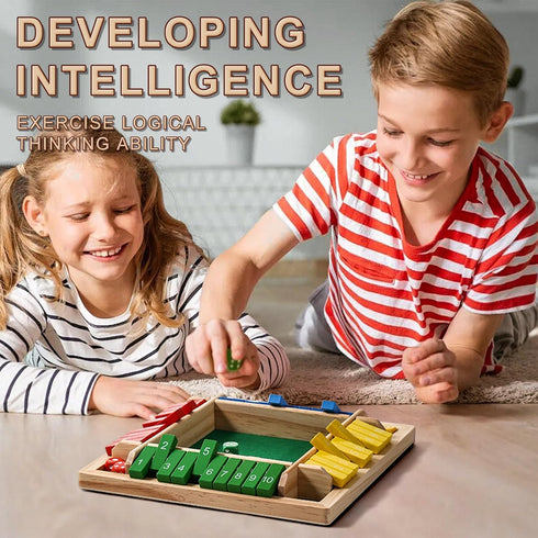 AIUAZA Game,4 2-4 Dice Game Shut The Box Wooden Board Sided Family Math Game for Players,Educational Learning